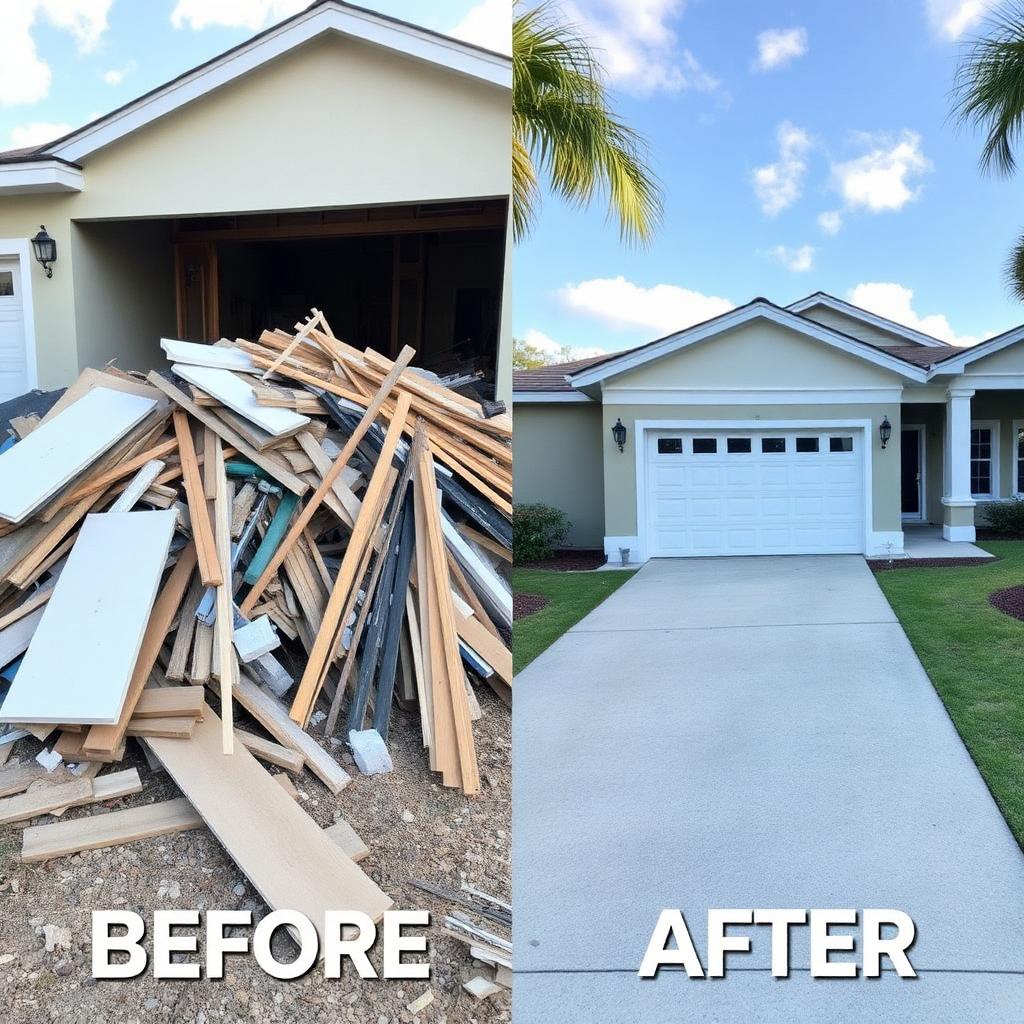 Construction Debris before and after in Boca Raton